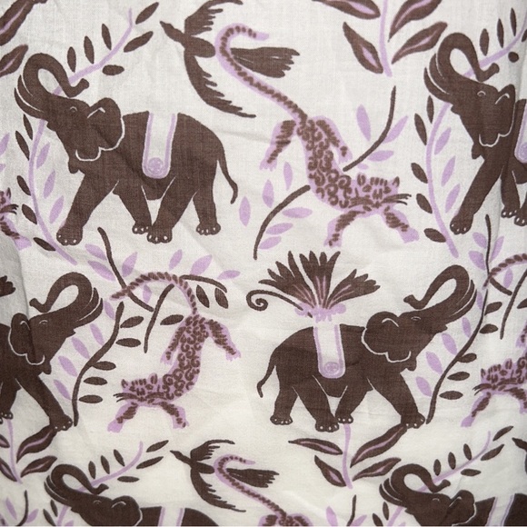 Tory Burch Elephant & Leopard Tiger Print Crochet Tassel Tie Neck Tunic Top - 8 - Picture 13 of 13